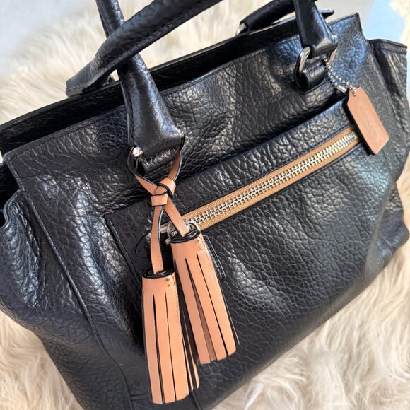 COACH Tote in Black Pebbled Leather - Picture 10 of 11